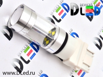   Автолампа светодиодная W27/7W - T25 - 3157 - 8 CREE + Линза