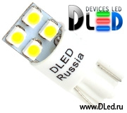   Автолампа светодиодная DLed T10 - W5W - 4 SMD 3528 односторонняя