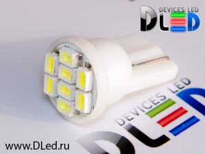   Лампа-светодиодная 24V T10 - W5W - 8 SMD 1210