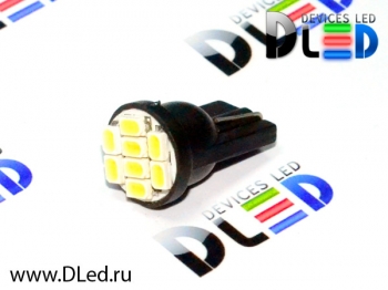   Автолампа светодиодная T10 - W5W - 8 SMD 1210 Black